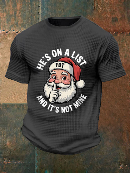 Men's Christmas FDT Waffle Print Casual T-Shirt