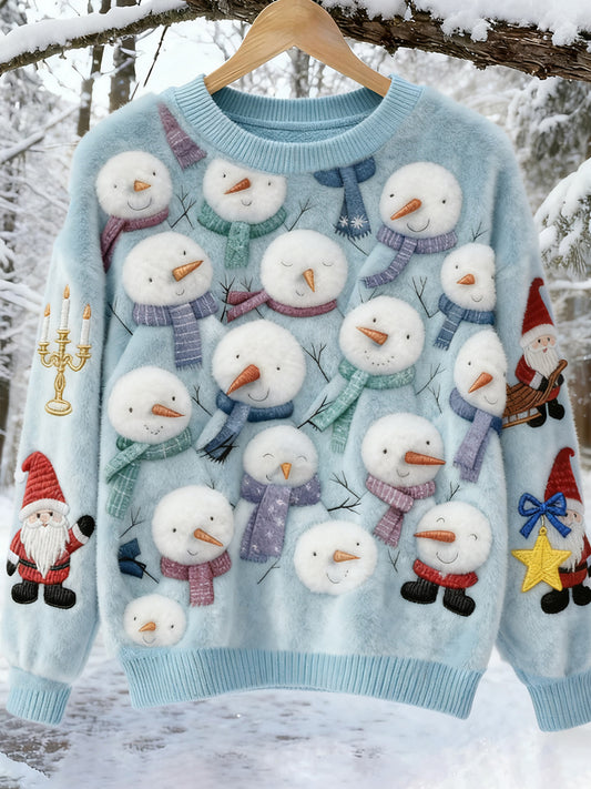 Women's Retro Animal Christmas Art Print Casual Flannel Top