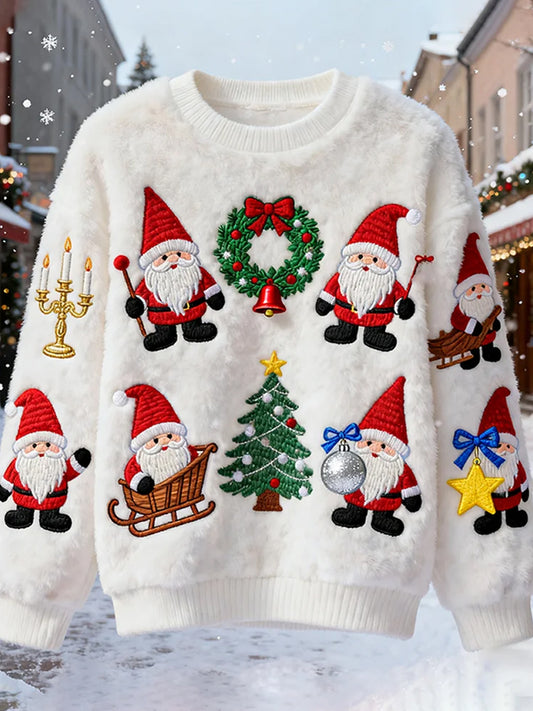 Women's Retro Animal Christmas Art Print Casual Flannel Top