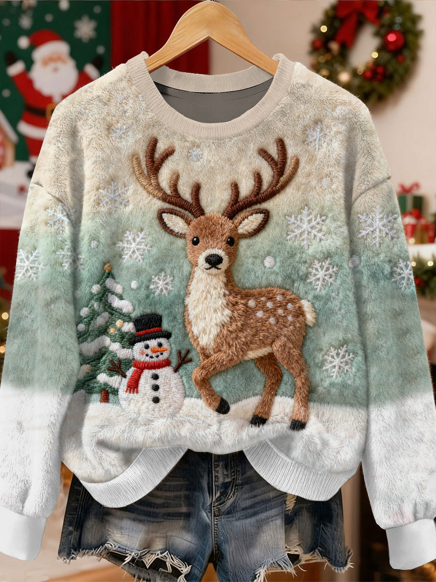 Gorgeous Christmas Elk Pattern Casual Long Sleeved Sweatshirt