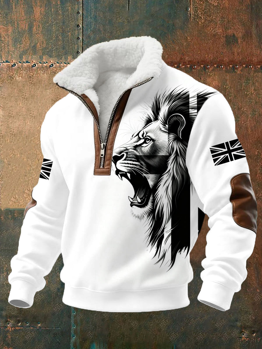 Men's Vintage British Lion Print Sweatshirt