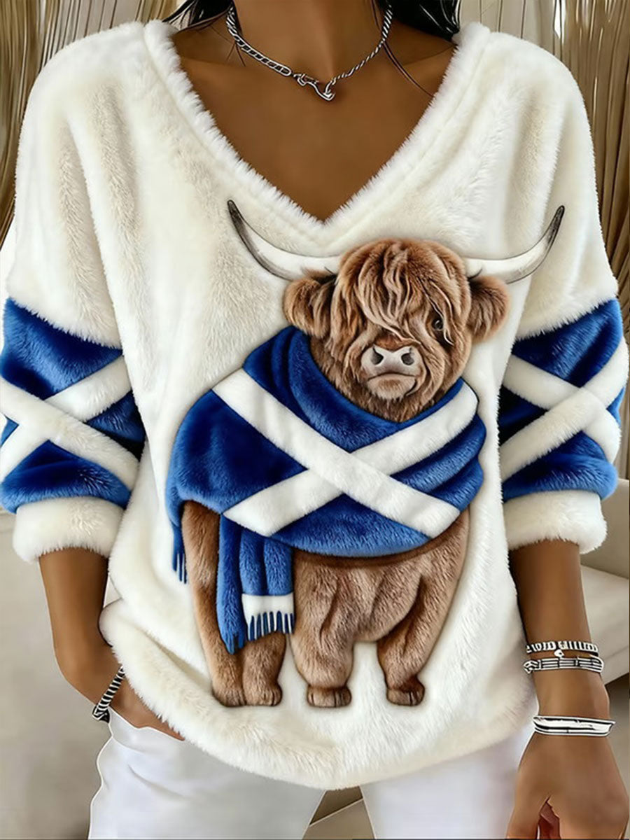 Women's Highland Cow Print Casual Top