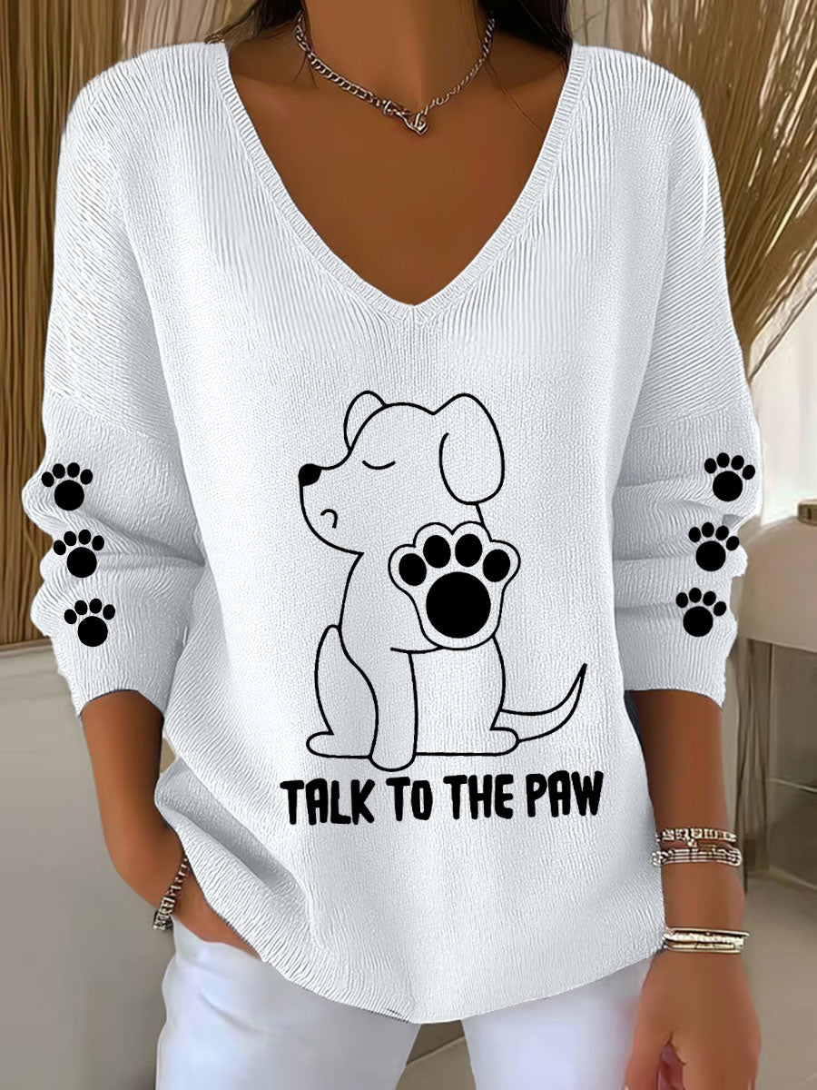 Women's Talk To The Paw Dog V-neck Tops
