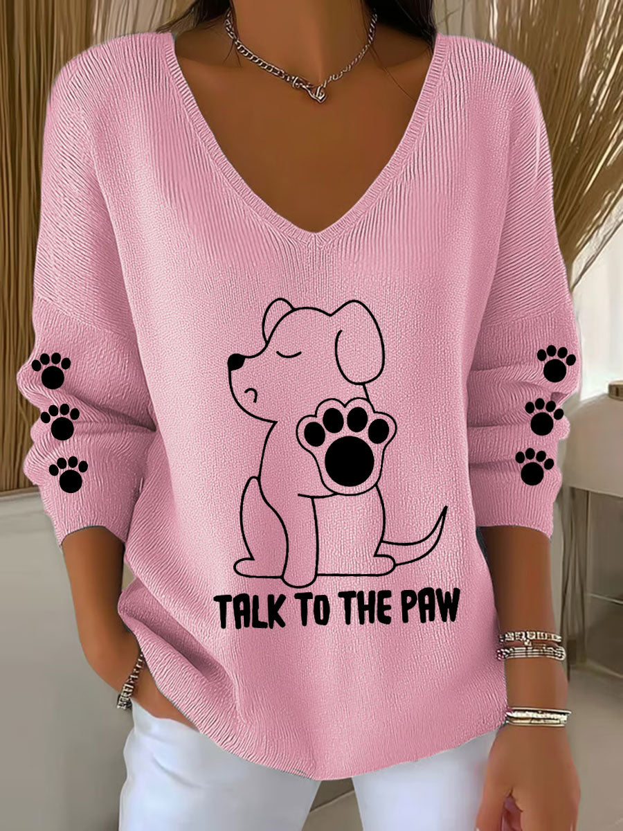 Women's Talk To The Paw Dog V-neck Tops