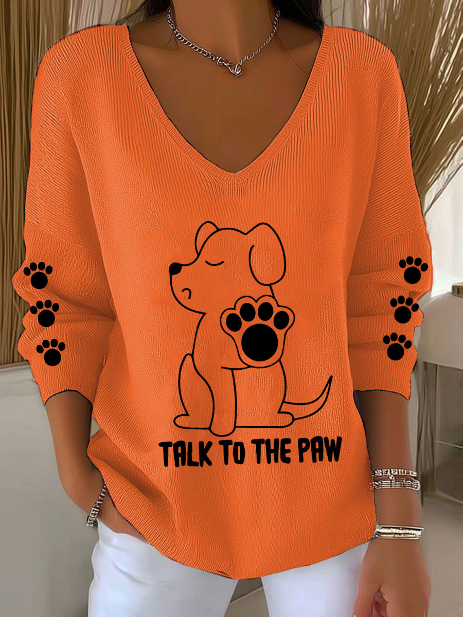 Women's Talk To The Paw Dog V-neck Tops