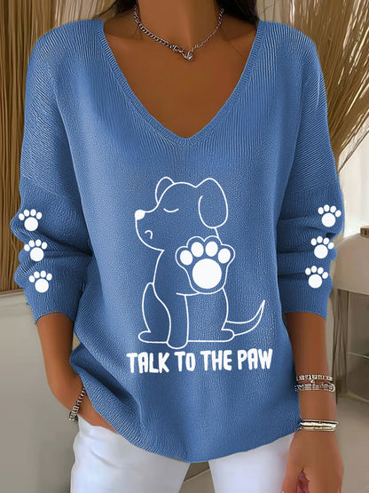 Women's Talk To The Paw Dog V-neck Tops