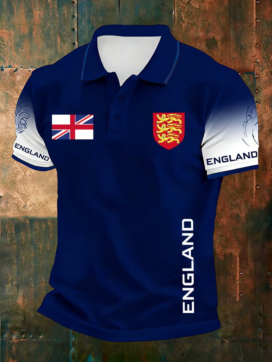 Men's Retro English Football Fan Printed Casual POLO