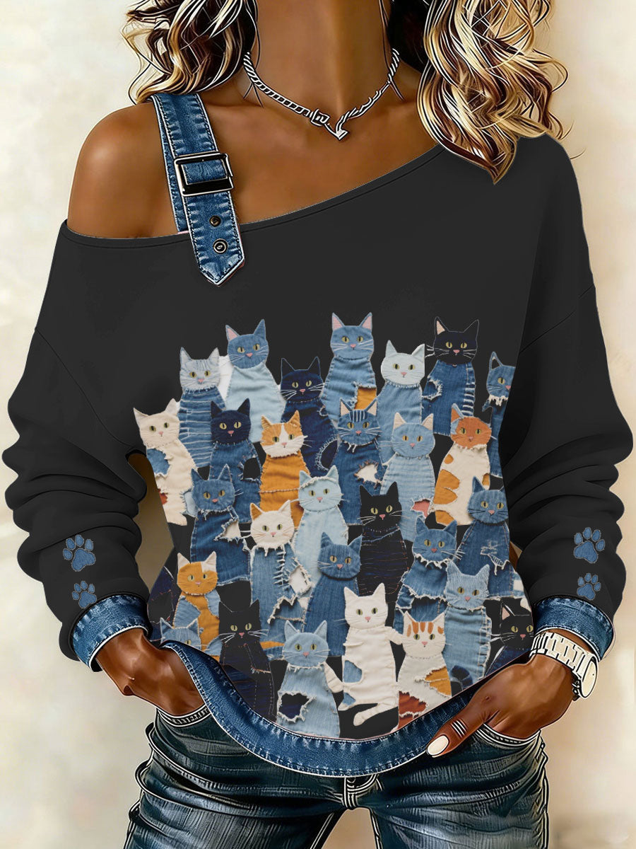 Women's Denim Kitten Top