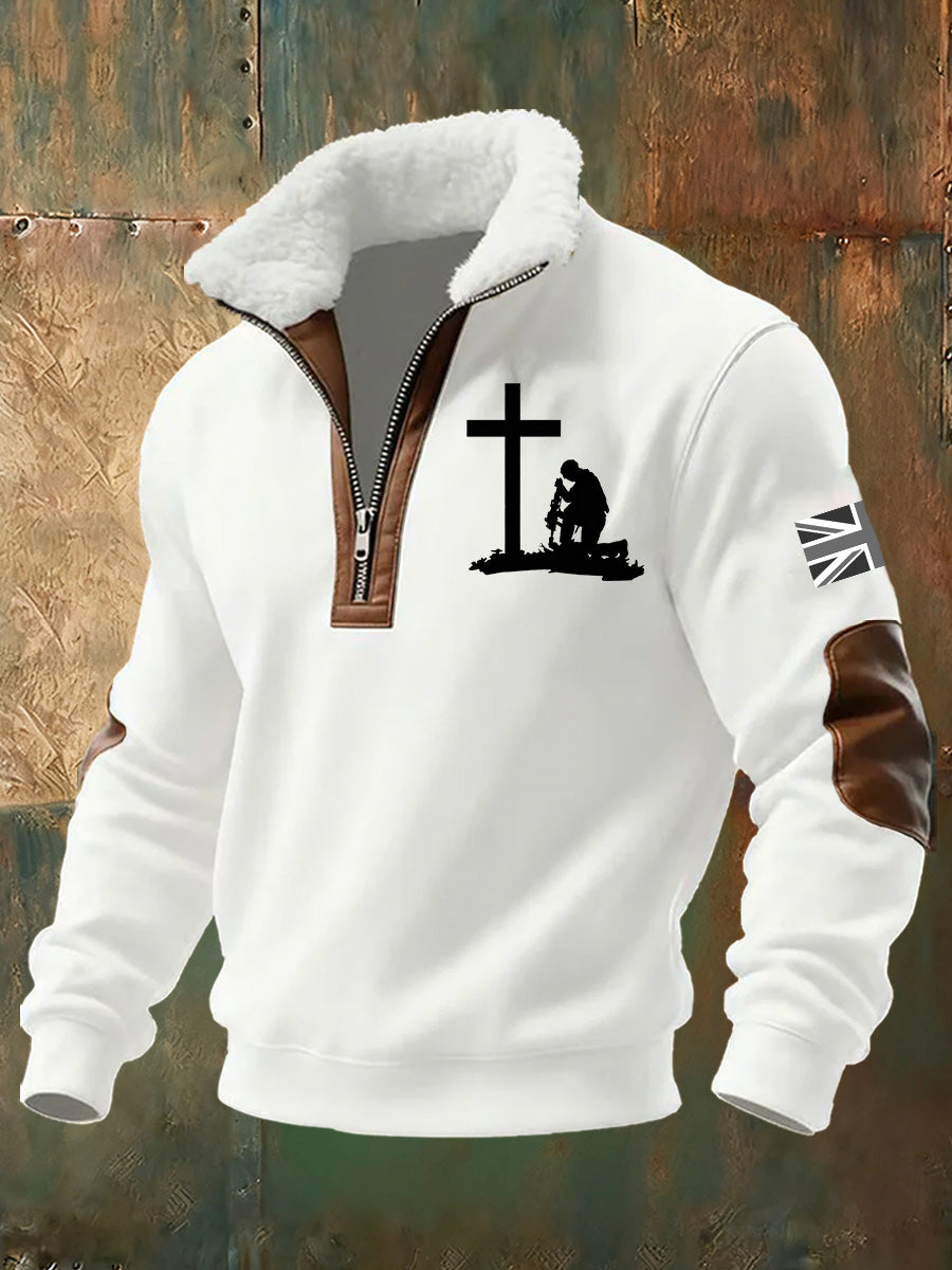 Men's British Remembrance Day Printed Stand-Collar Sweatshirt