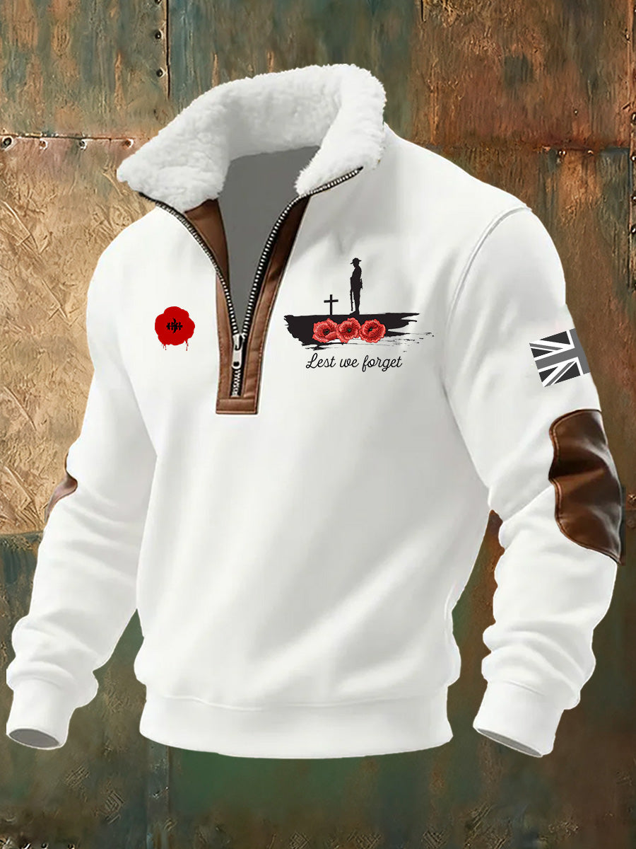 Men's British Remembrance Day Printed Stand-Collar Sweatshirt