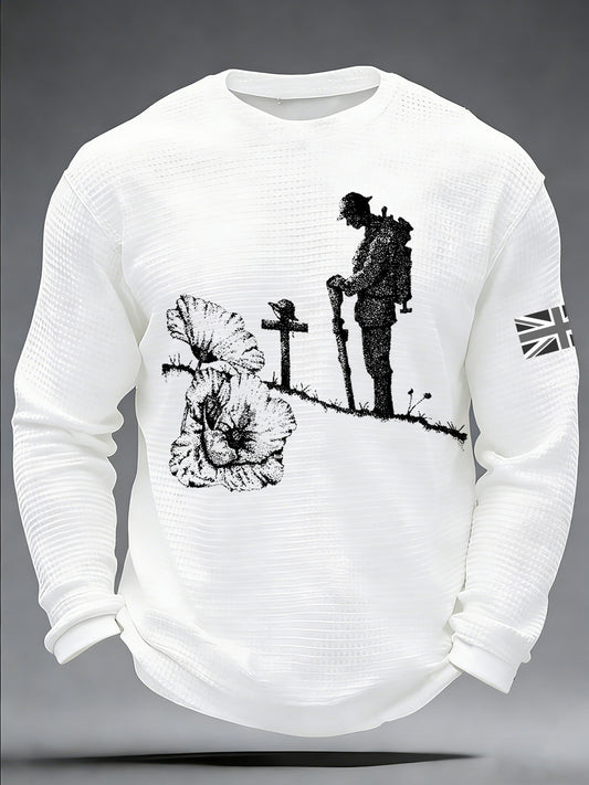 Men's British Remembrance Day Printed Long-Sleeved T-Shirt