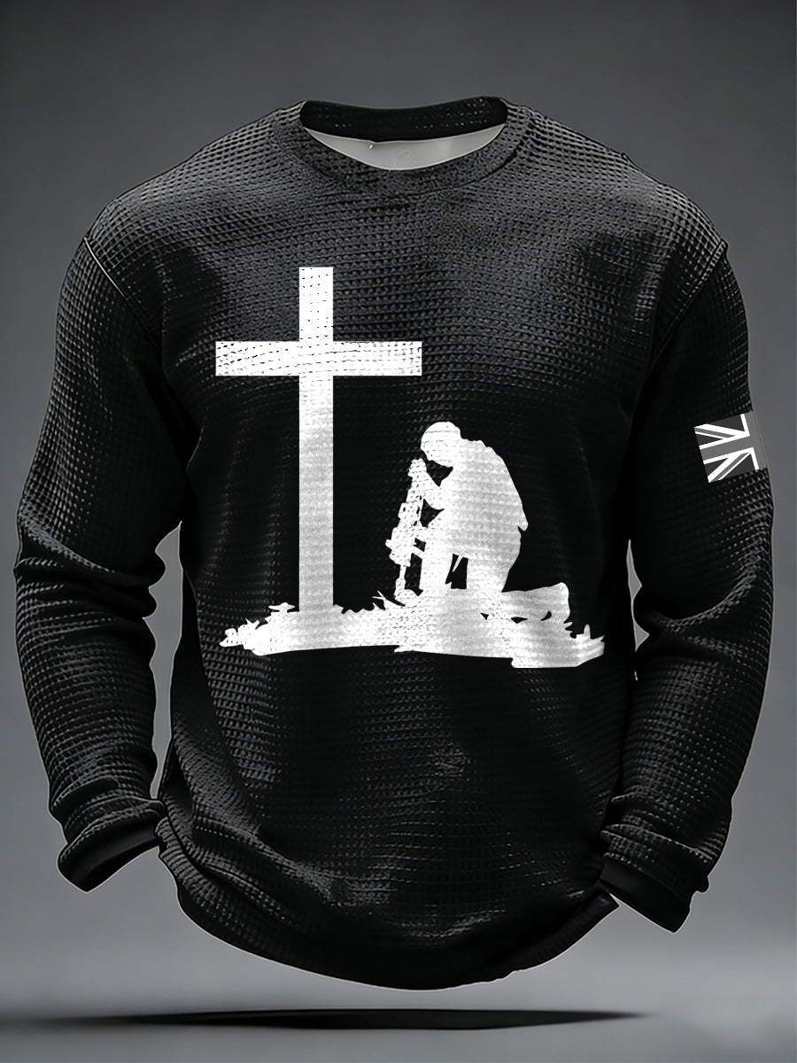 Men's UK Remembrance Day Commemorative Print Long-Sleeve T-Shirt