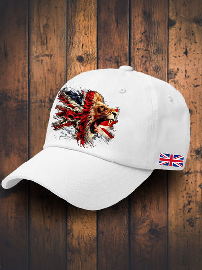 Unisex UK Flag Lion Printed Hat