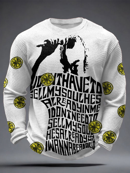 Men's iLemon Roses Music Lover Printed Waffle Tops