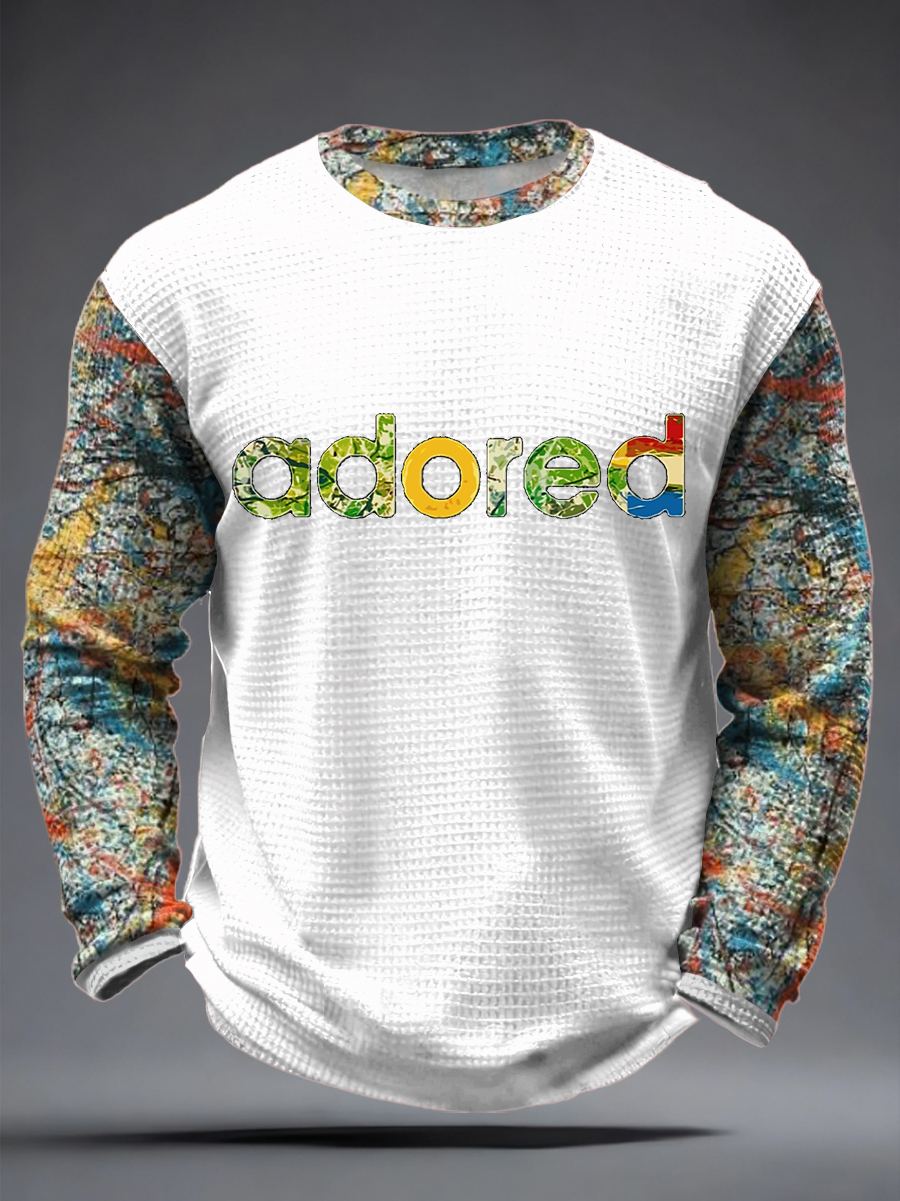 Men's Lemon Roses Music Lover Printed Waffle Long Sleeve T-Shirt