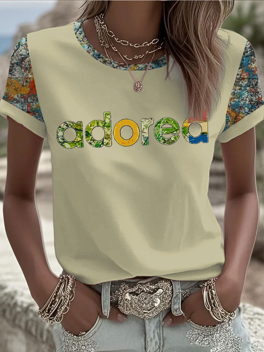 Women's Lemon Roses Music Lover Printed short-sleeved T-shirt