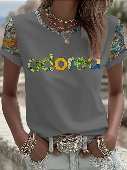 Women's Lemon Roses Music Lover Printed short-sleeved T-shirt