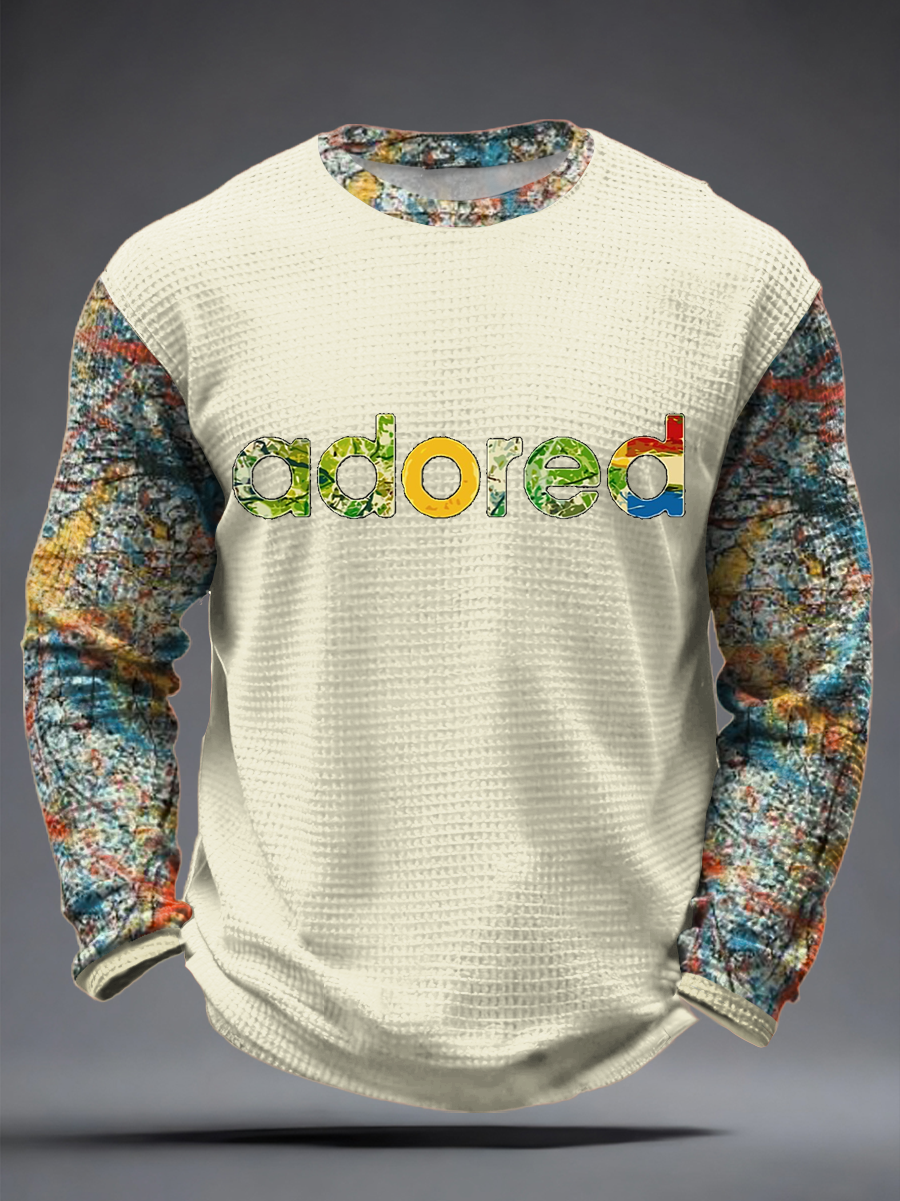 Men's Lemon Roses Music Lover Printed Waffle Long Sleeve T-Shirt