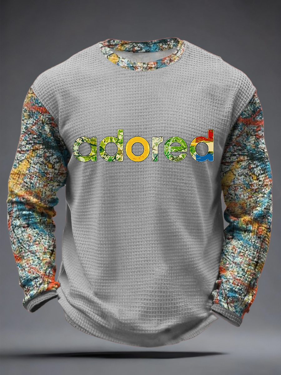 Men's Lemon Roses Music Lover Printed Waffle Long Sleeve T-Shirt