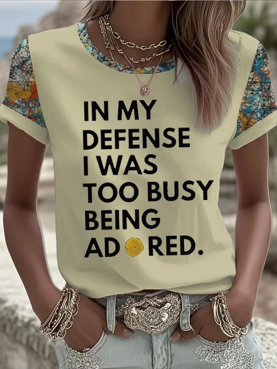 Women's Lemon Roses Music Lover Printed short-sleeved T-shirt