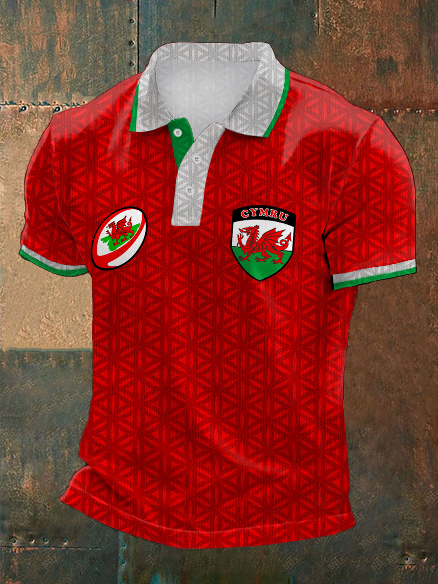 Men's Wales Rugby Lover CYMRU Printed Casual Tops