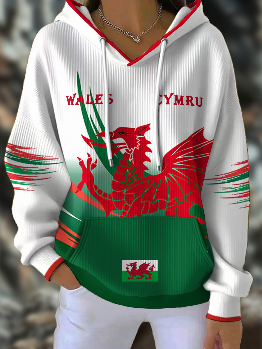 Women's Wales Welsh Rugby Lover Printed Hoodie