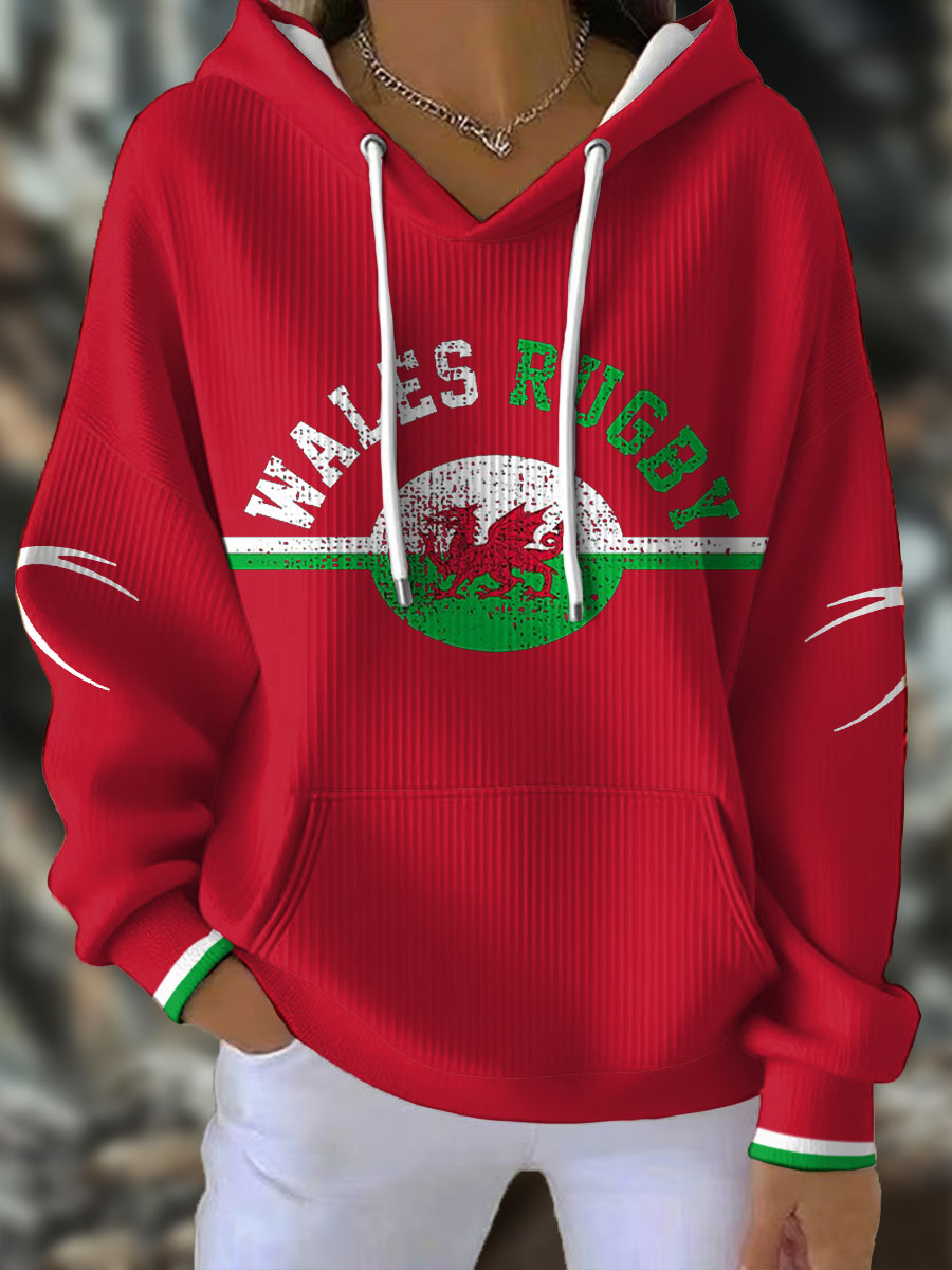 Women's Wales Welsh Rugby Lover Printed Hoodie