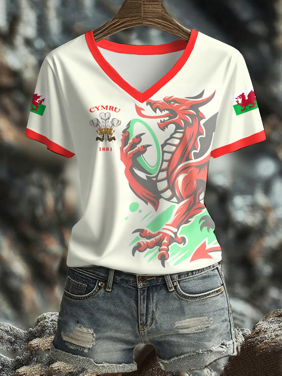 Women's Wales Welsh Rugby Lover Printed T-shirt