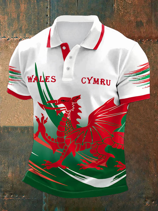 Men's Wales Welsh Rugby Lover Printed Casual Tops