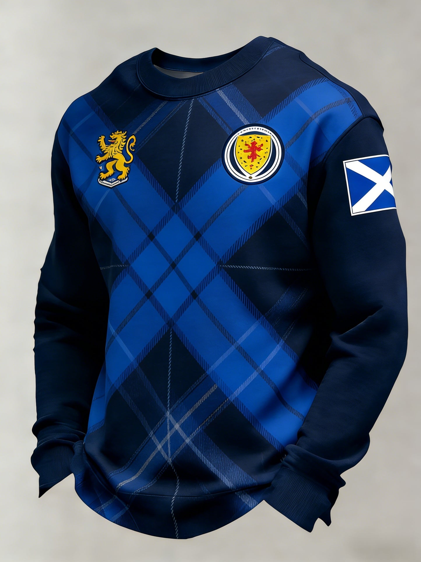 Men's Retro Scotland Football Lover Tartan Army  Casual Long-Sleeve T-Shirt