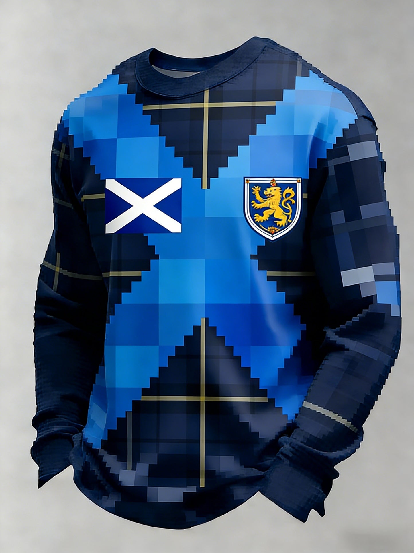 Men's Retro Scotland Football Lover Tartan Army  Casual Long-Sleeve T-Shirt