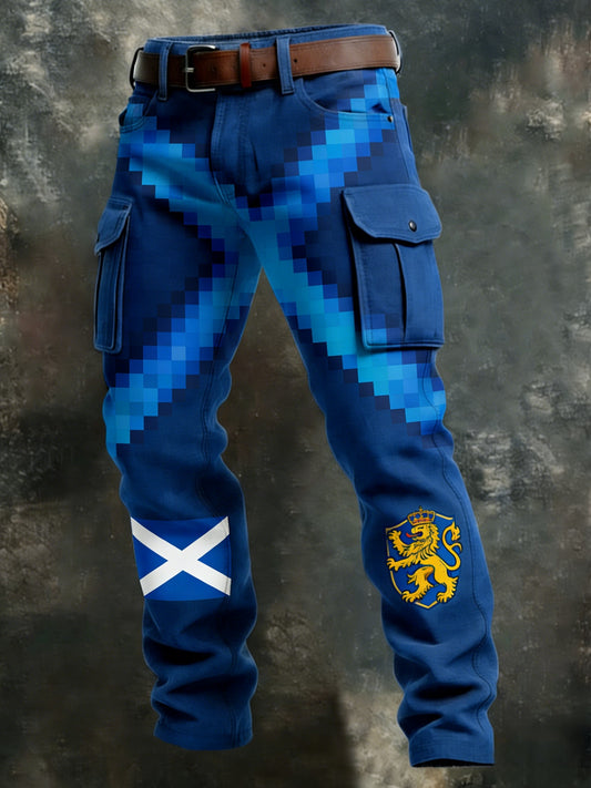 Men's Retro Scotland Football Lover Tartan Army  Business Style Casual Work Trousers