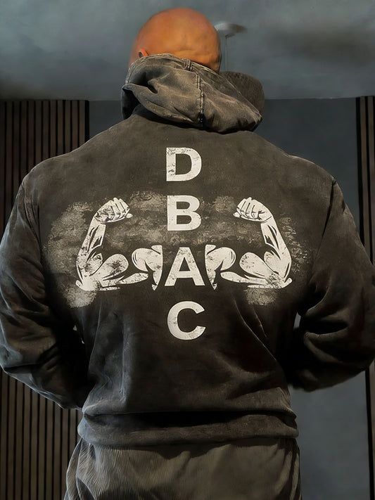Men's Retro Fitness Strongest Man DBAC Casual Hoodie