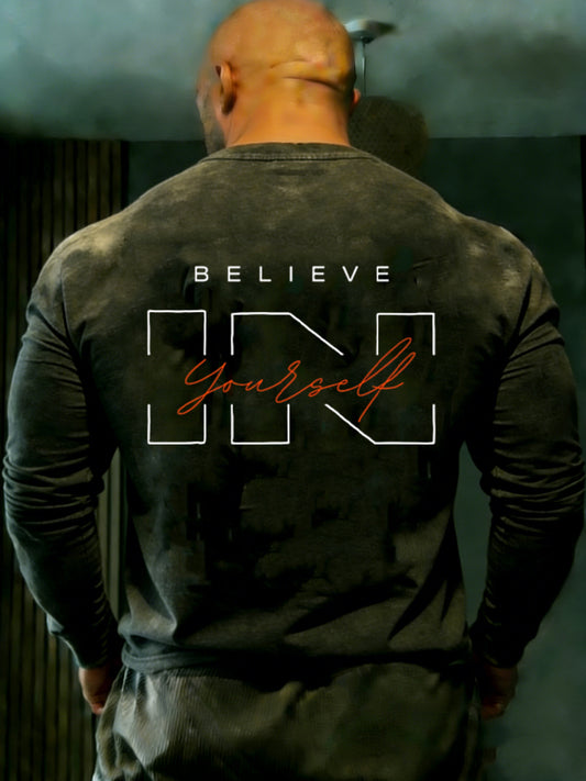 Men's Retro Fitness BELIEVE IN YOURSELF Casual T-Shirt