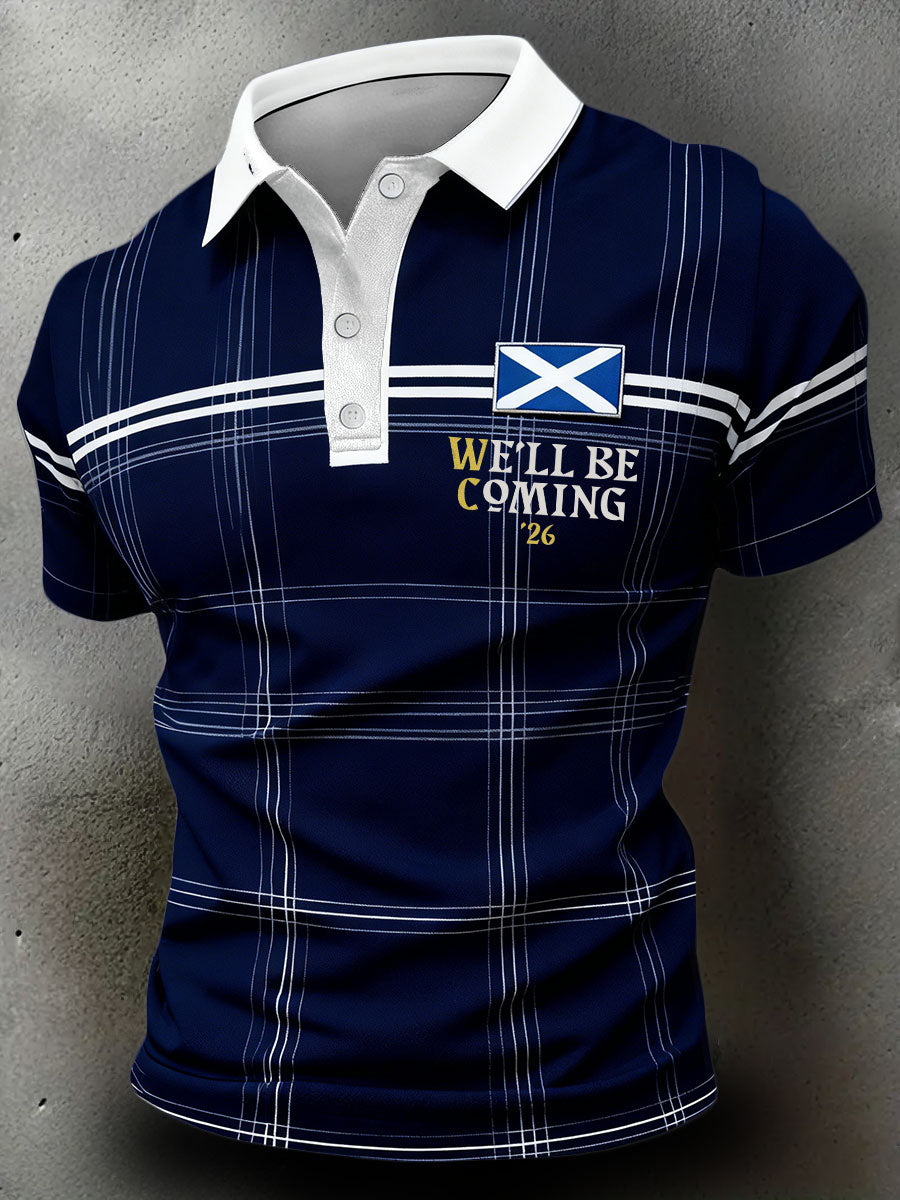 Men's Scotland Football Lover Tartan Army Printed Casual Tops