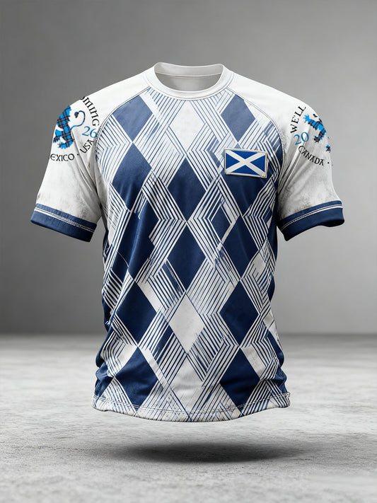 Men's Scotland Football Lover Tartan Army Printed T-shirt