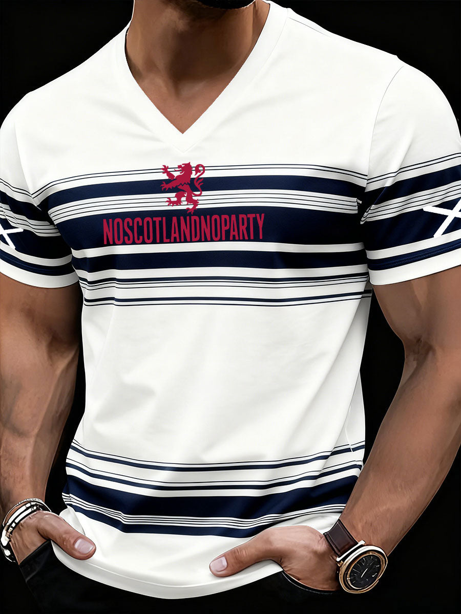 Men's Scotland Football Lover Tartan Army Printed V-neck T-shirt