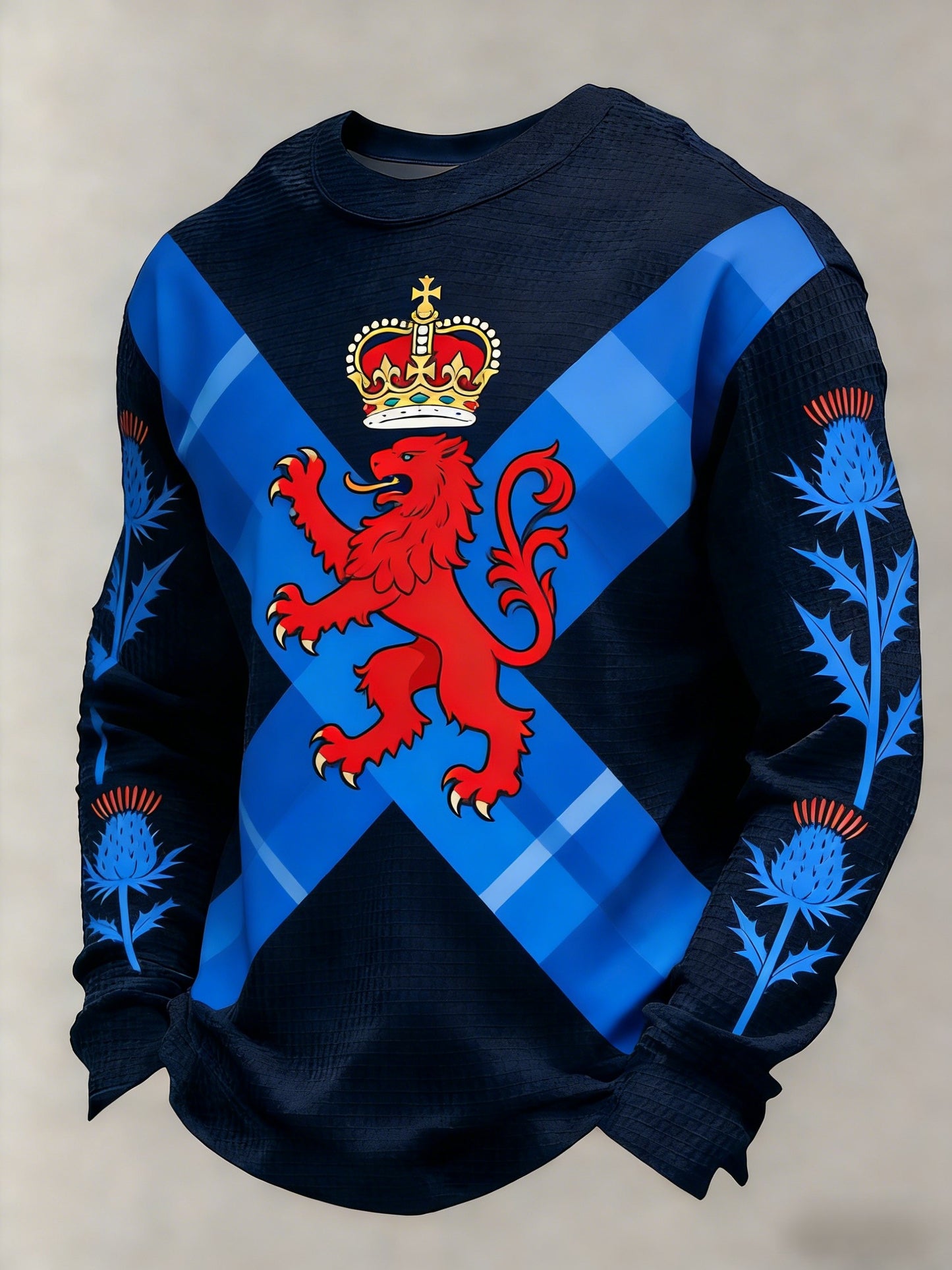 Men's Scotland Football Lover Tartan Army Casual Sports Waffle Top