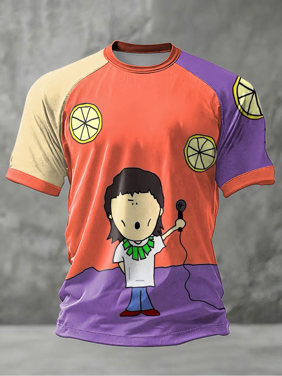 Men's Lemon Roses Music Lover Printed short sleeve t-shirt