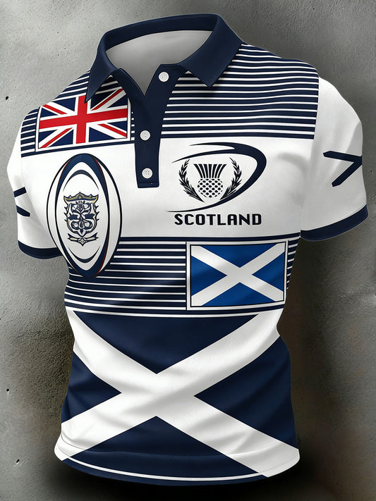Men's Scottish Rugby Print Polo Shirt