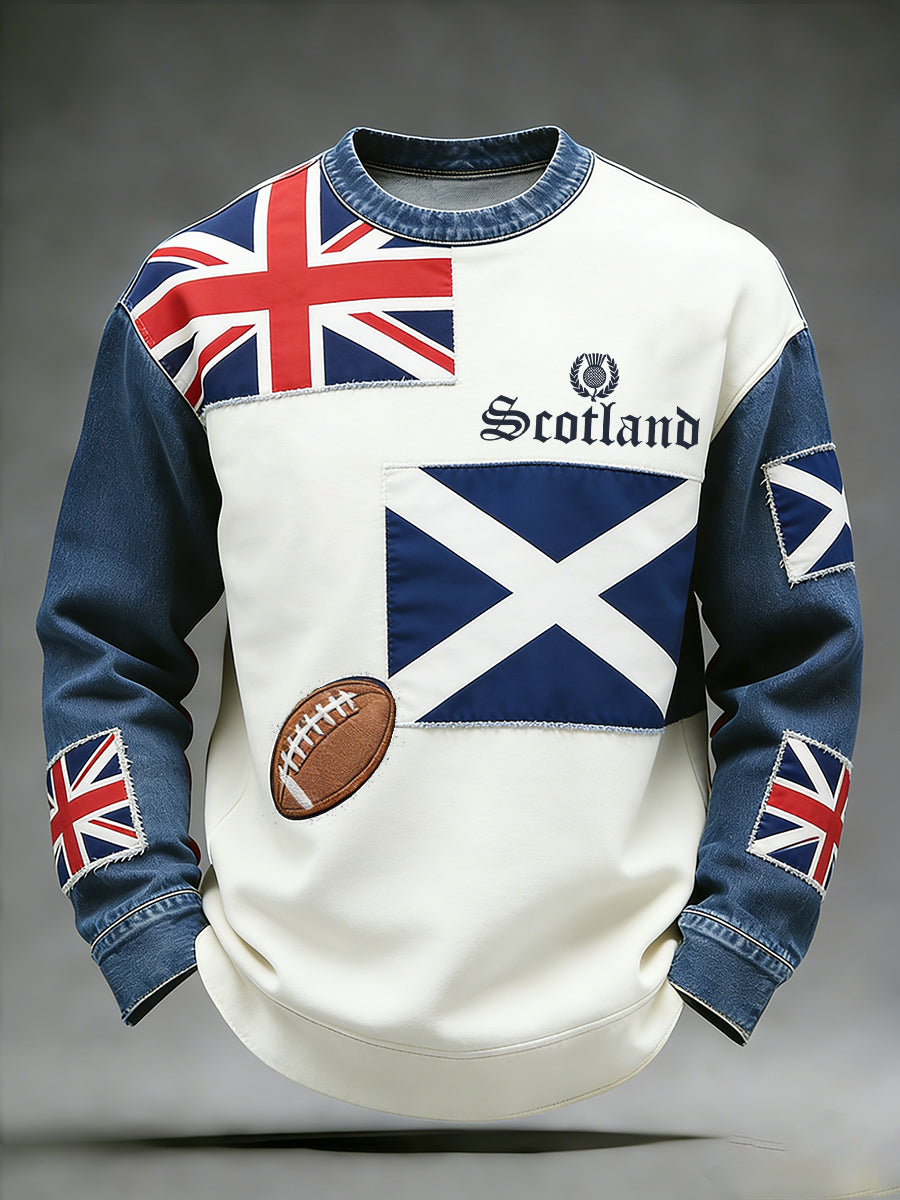 Men's Scottish rugby print polo shirt
