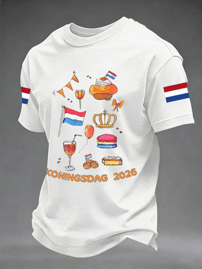 Heren Koningsdag Print Casual T-shirt