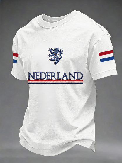 Heren Nederland Vlag Print Koningsdag Casual T-shirt
