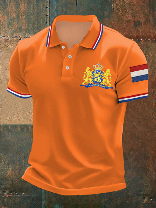 Heren Nederlandse vlag print casual top