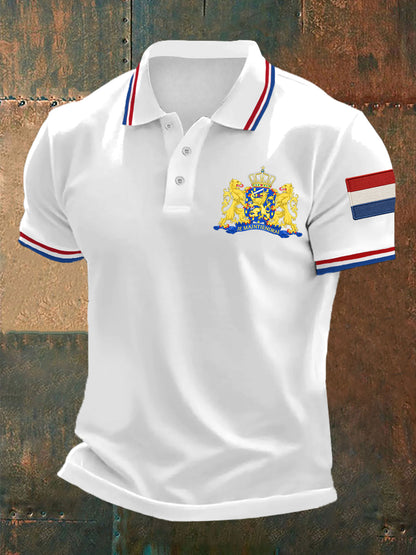Heren Nederlandse vlag print casual top