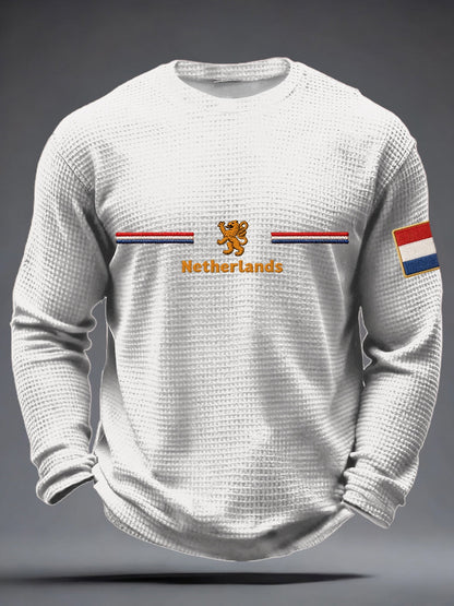 Heren Koningsdag Wafel T-shirt met lange mouwen
