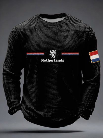 Heren Koningsdag Wafel T-shirt met lange mouwen