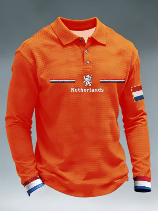 Heren Koningsdag-shirt met lange mouwen