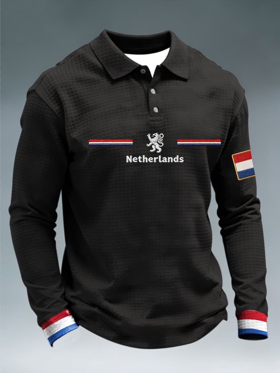 Heren Koningsdag-shirt met lange mouwen