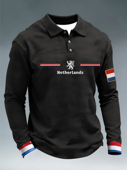 Heren Koningsdag-shirt met lange mouwen